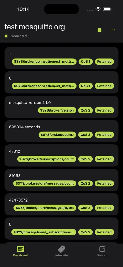 MyMQTT screenshot 2