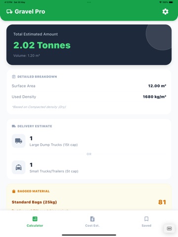 Gravel Calculator & Estimator iPad screenshot