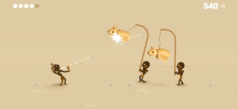 Big Hunter - Nutzer können die dynamische Physik der App erleben, indem ein Jäger eine Schleuder benutzt, um mehrere schwebende Ziele präzise zu treffen.