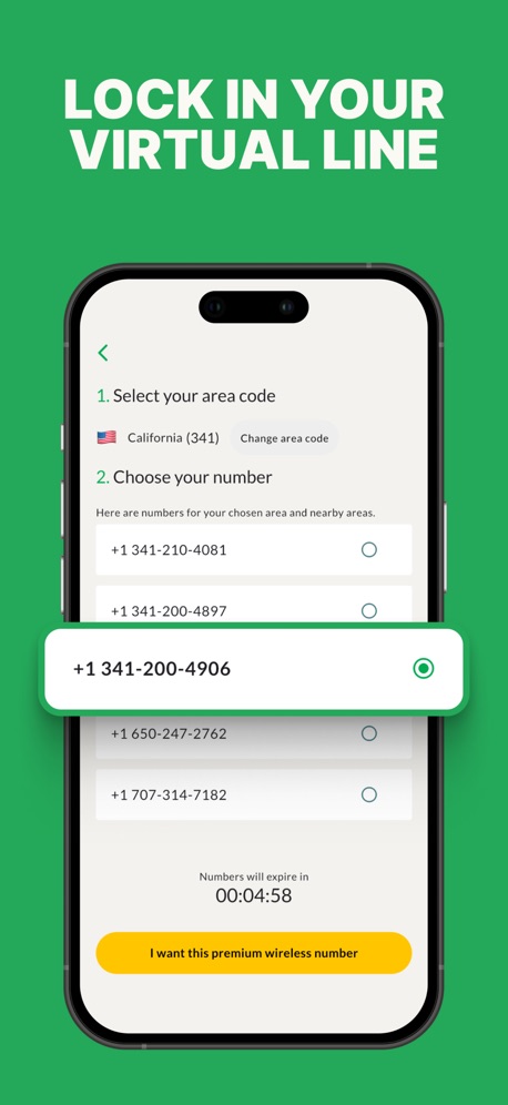 textPlus: Text Message + Call App Store screenshot 6, headline “LOCK IN YOUR VIRTUAL LINE”. Urgent tone.