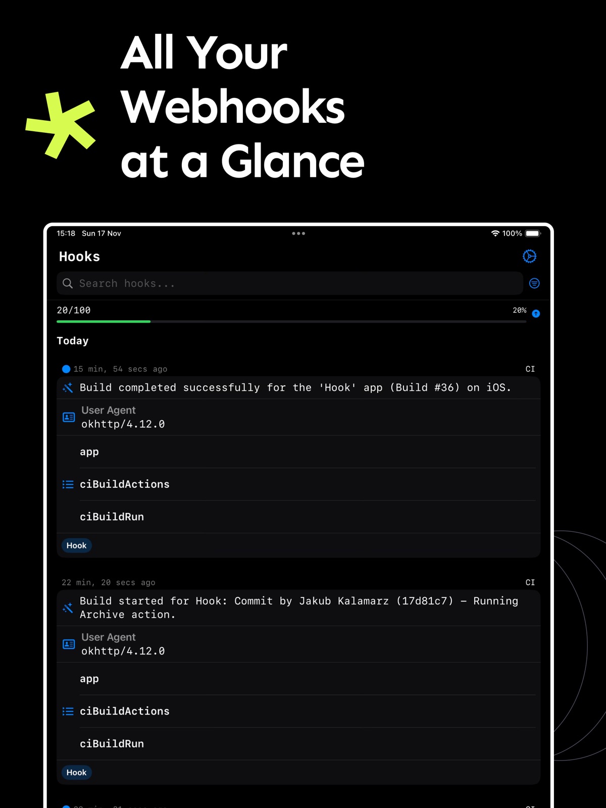 Webhook Notifications - Hook ipad screenshot 1