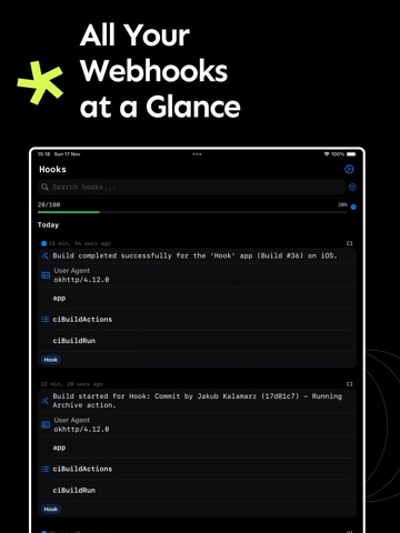 Webhook Notifications - Hook iPad screenshot