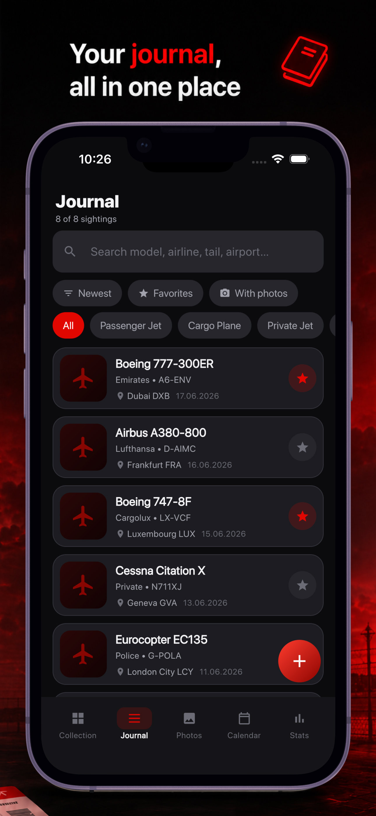 AviaSpotter Plane Log screenshot 2