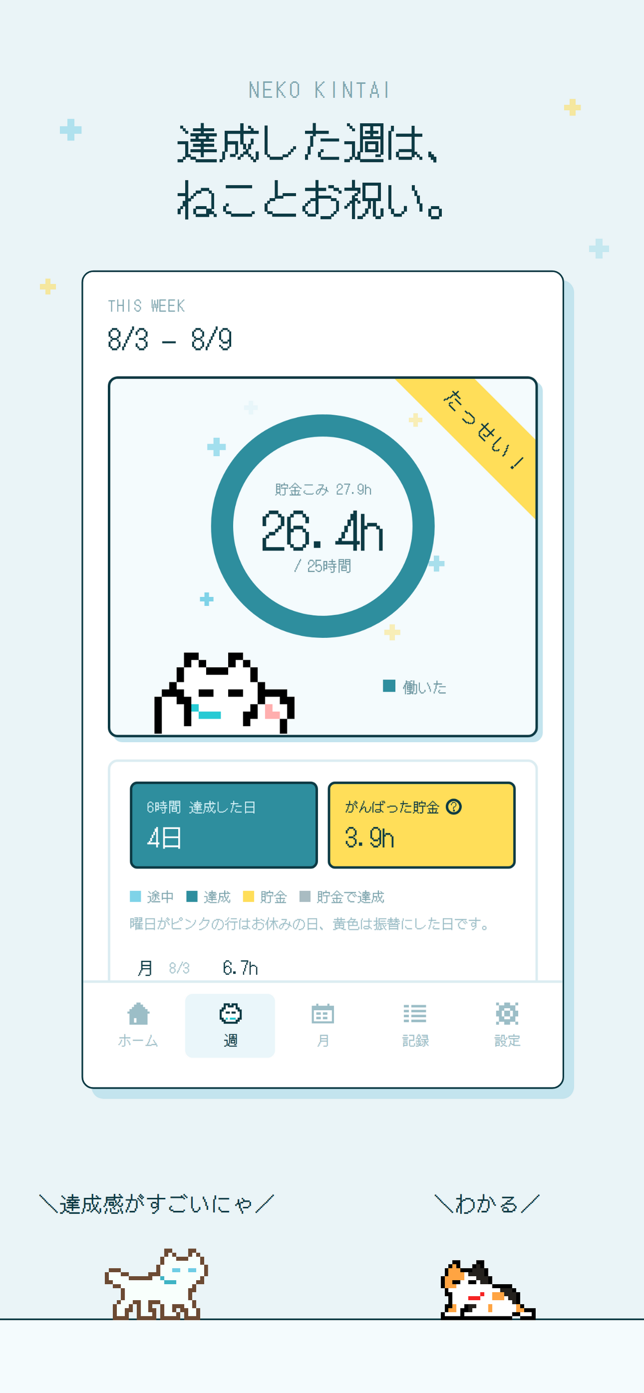 ねこ勤怠 作業記録をつけるにゃー screenshot 2