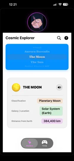 Captura de pantalla de Astrovex en iPhone 3