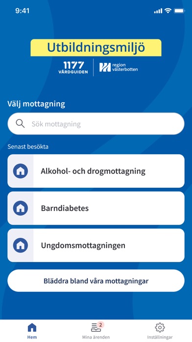Mottagning vårdpersonal Screenshot