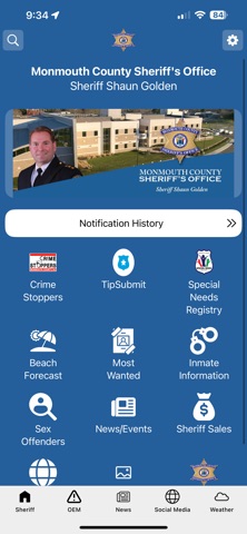 Monmouth County Sheriff iPhone screenshot