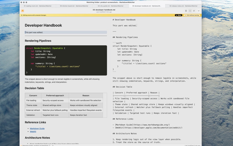 #5. MarkdownWatcher (macOS) От: LARS POHLMANN
