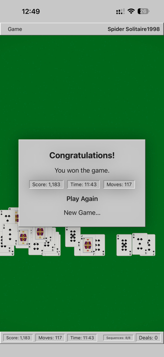Spider Solitaire1998 Screenshot 5 of 6