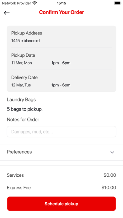 Metro Wash Laundry Delivery Screenshot