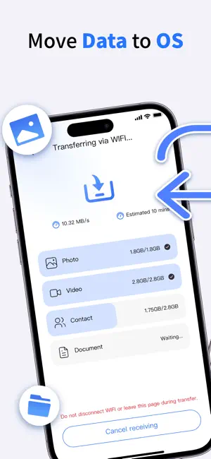 Move to OS Data Transfer iPhone screenshot 1