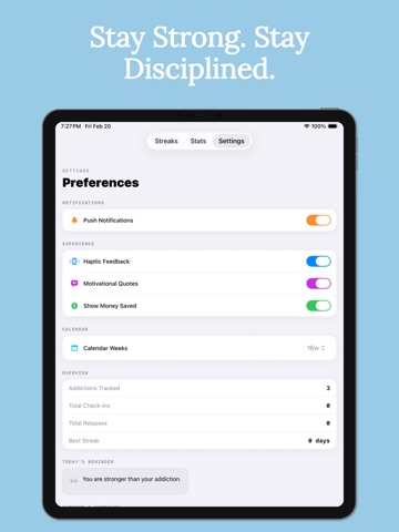 Quit Any Addiction With Streak iPad screenshot