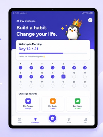 Waddle: AI Habit Tracker iPad screenshot