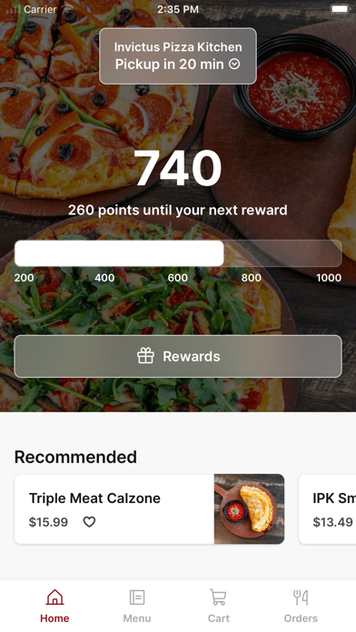 Invictus Pizza Kitchen iPhone screenshot 1 - Food & Drink app