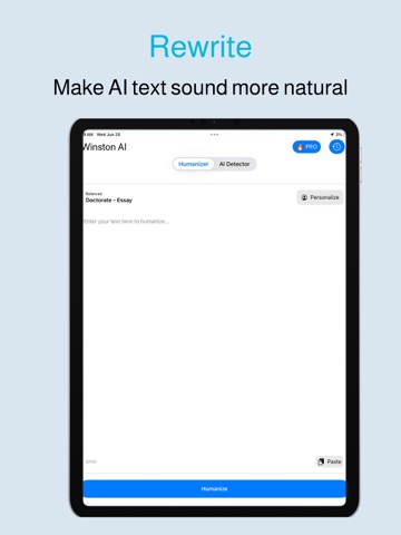 Pass AI Humanizer & Detector iPad screenshot