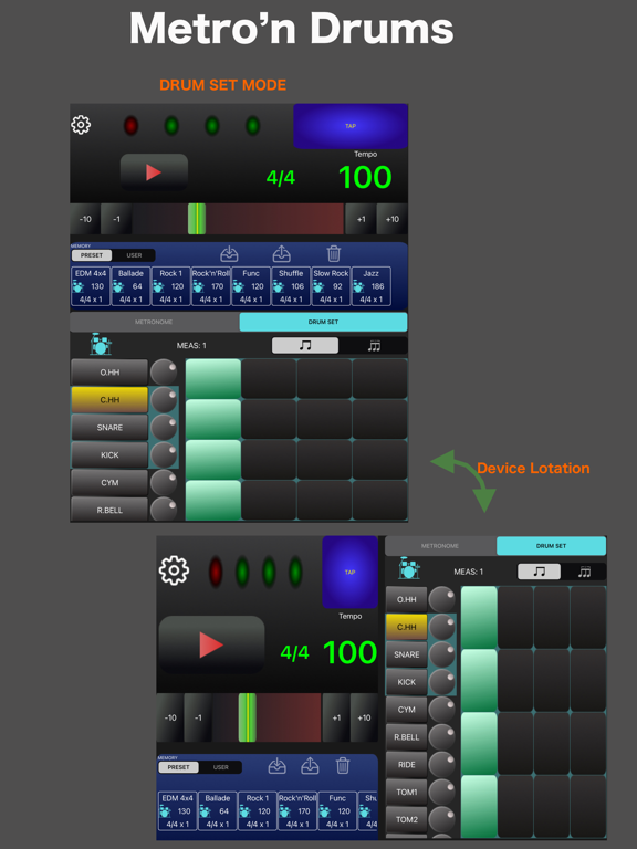 Metro'n Drums iPad screenshot 2 - Music app