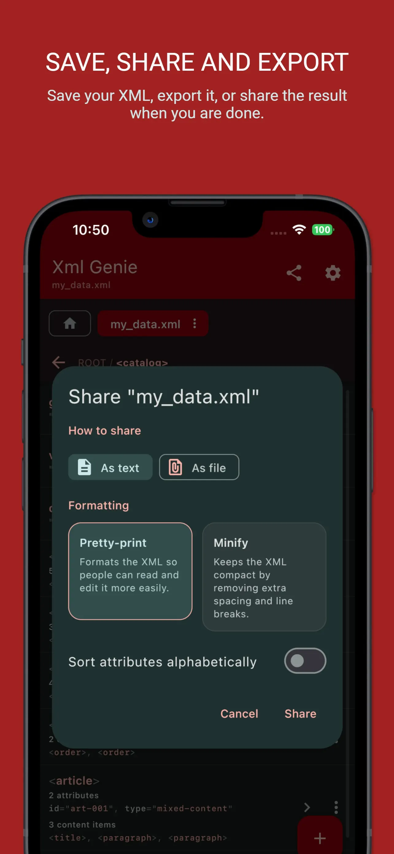 #7. Xml Genie: XML Viewer & Editor (iOS) Bởi: Tommy Uytterhaegen