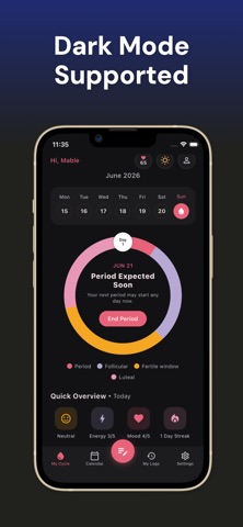 Period Tracker App - Lunara iPhone screenshot