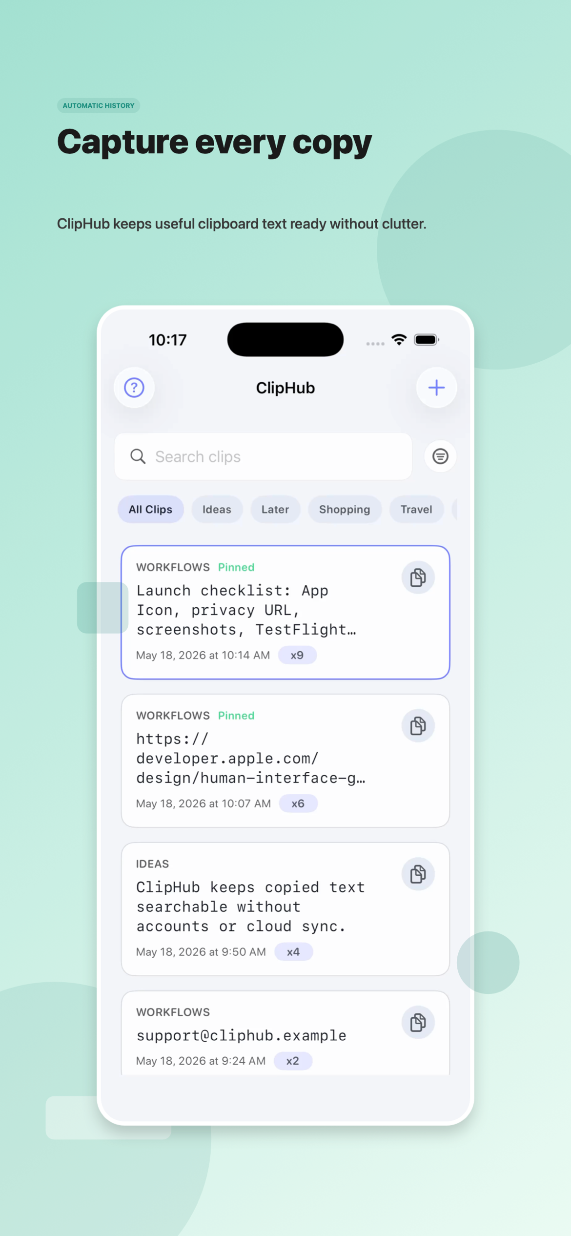 ClipHub Clipboard
