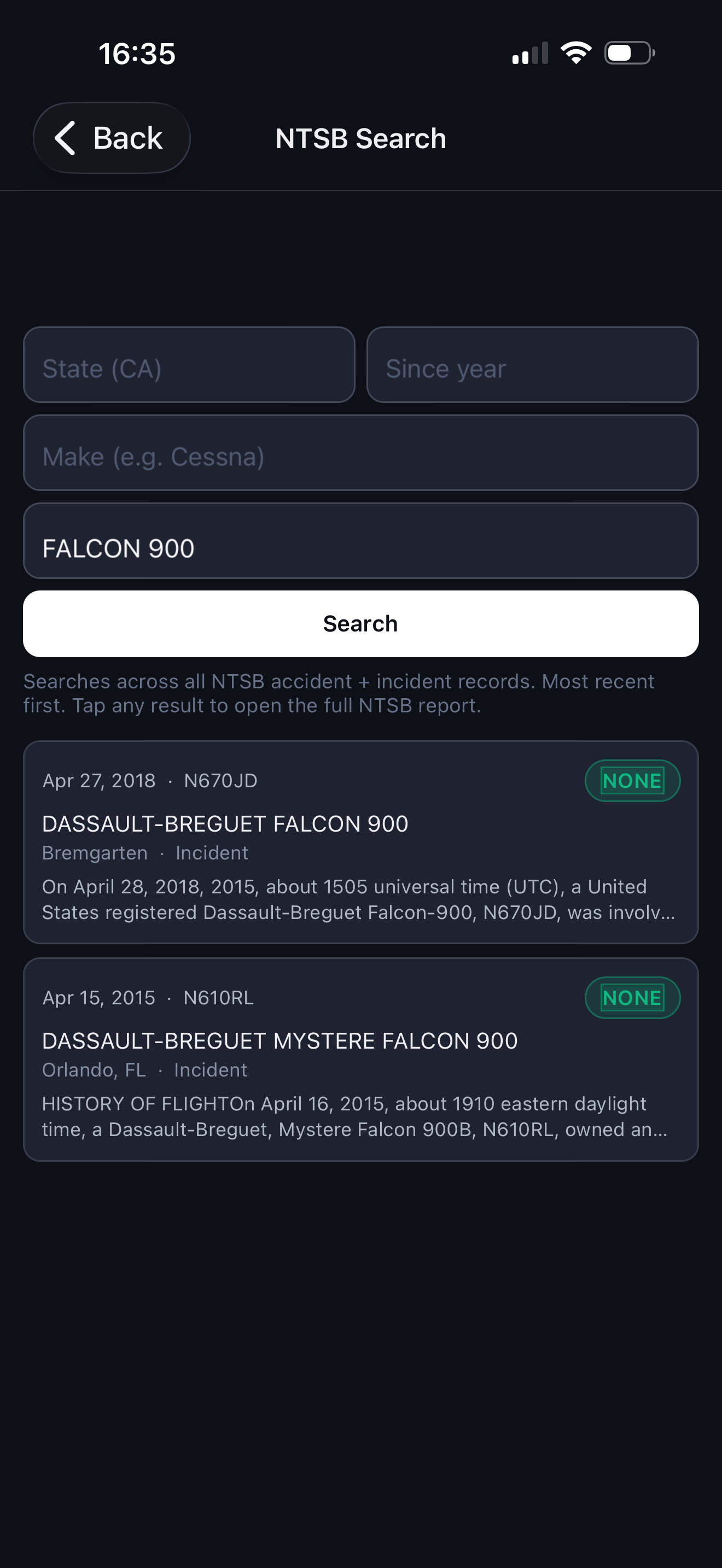 TailNumber: FAA Lookup