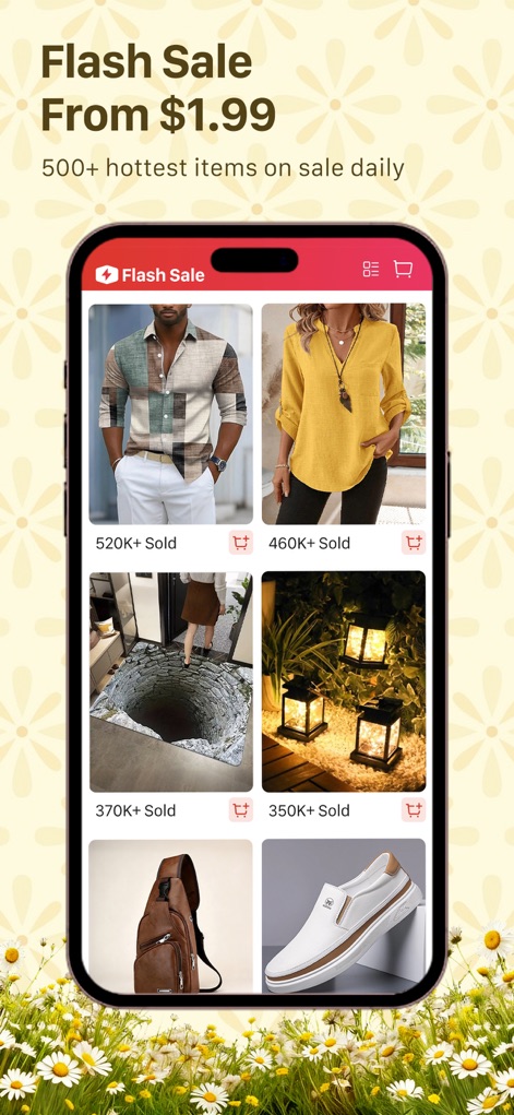 LightInTheBox - Los usuarios encuentran "Ventas Relámpago" diarias desde "$1.99", mostrando una variedad de artículos con más de "500 productos" disponibles.