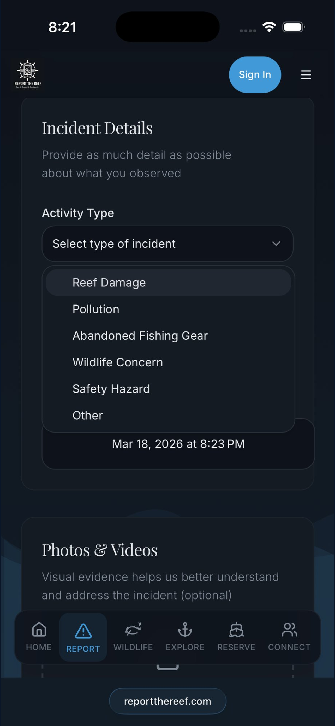 Report The Reef screenshot 6
