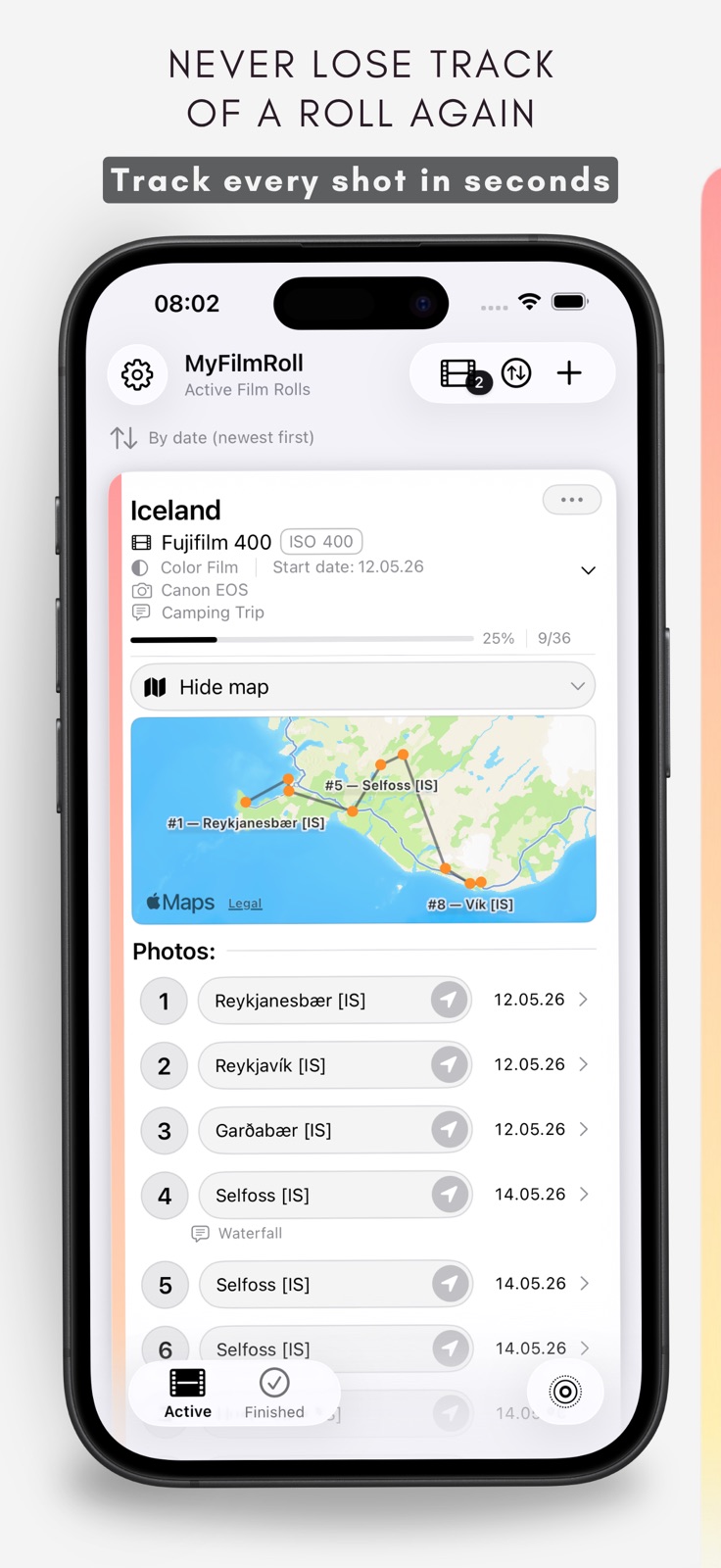 MyFilmRoll: Film Log & Tracker iphone screenshot 1