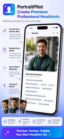 PortraitPilot: AI Headshots iPhone screenshot