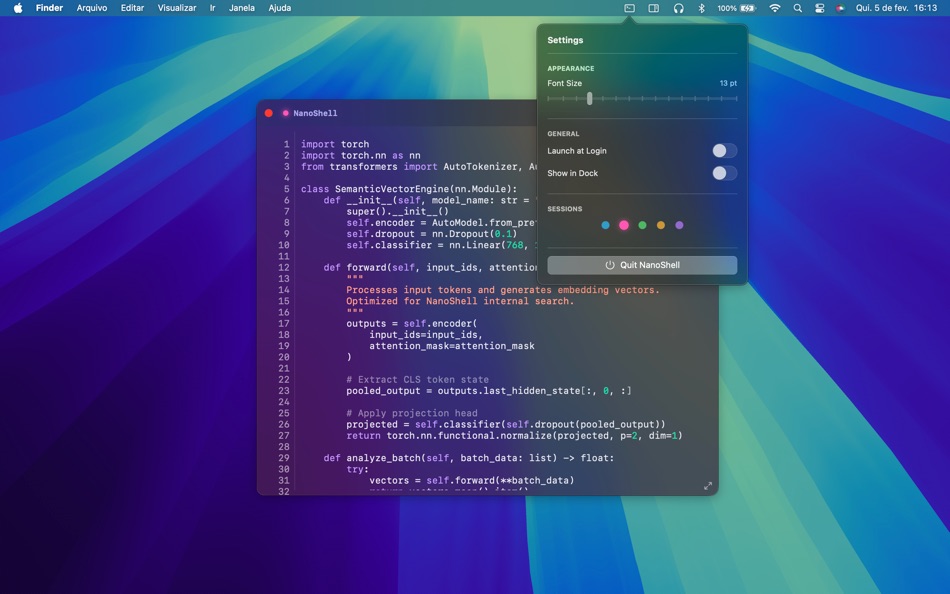 #1. NanoShell (macOS) Ved: ALAN FERREIRA DE LIMA FILHO