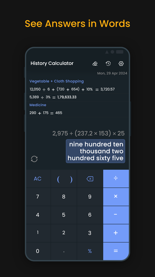 #5. Calculator with History Plus (iOS) بواسطة: SUSAMP INFOTECH