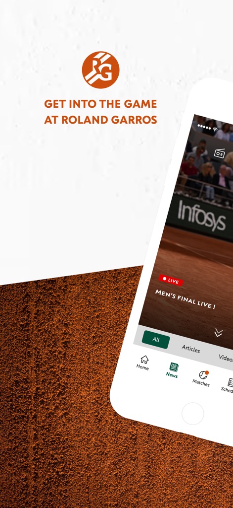 Roland-Garros Official - Users can immerse themselves in live match action with real-time score updates and navigate effortlessly using the intuitive bottom bar menu.