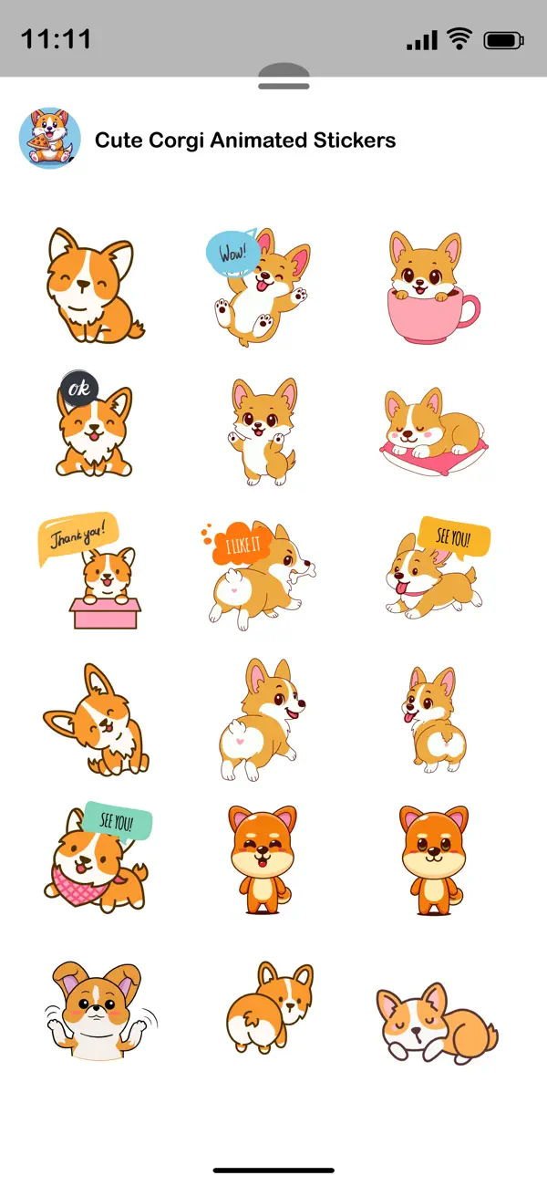 Screenshot #2 pour Cute Corgi Animated Emojis