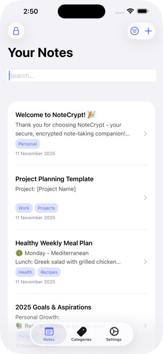NoteCrypt: Encrypted Notes Screenshot 1 of 10
