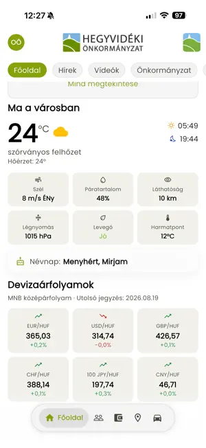 Hegyvidék alkalmazás screenshot 2