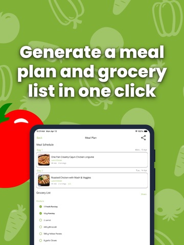 Recipes to Grocery List iPad screenshot