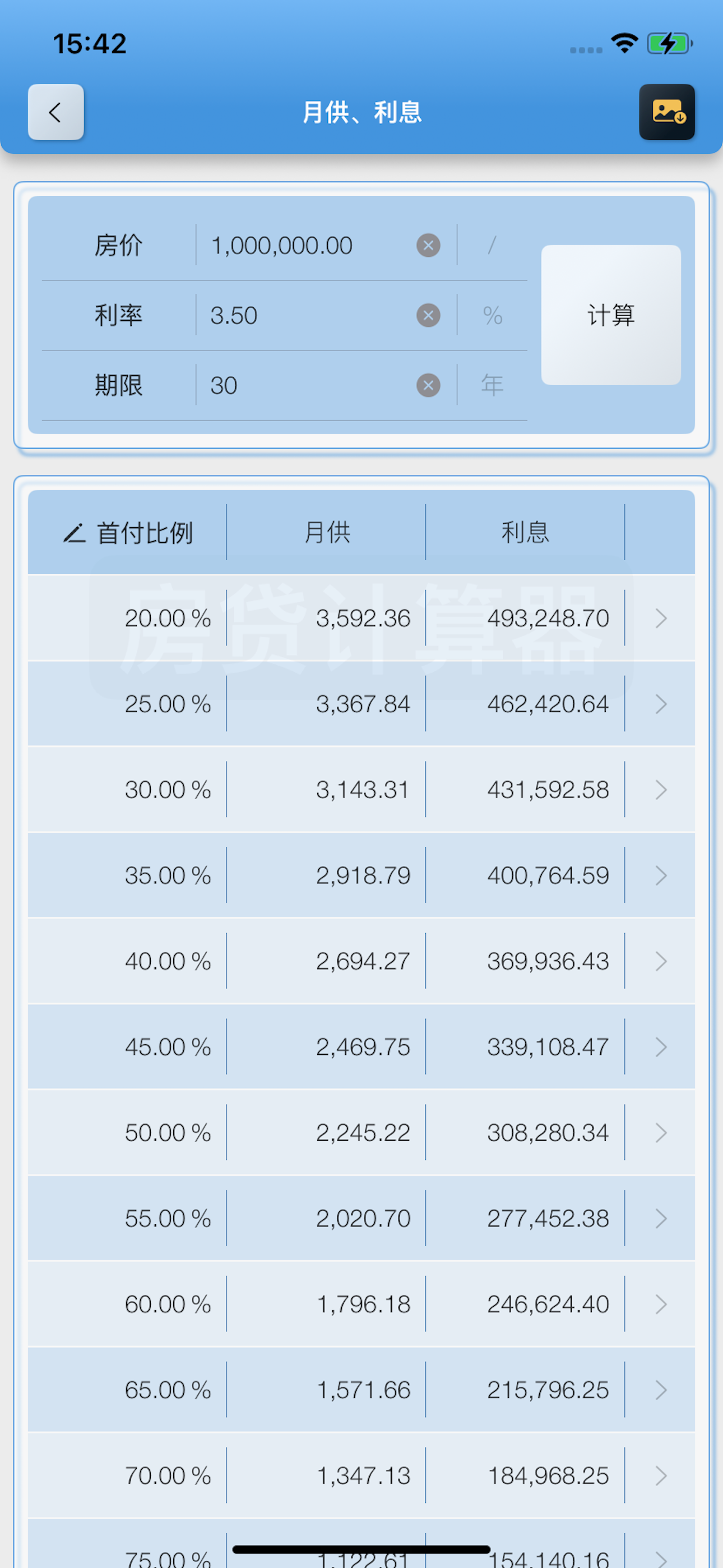 橙子房贷计算器-购房算价 screenshot 5