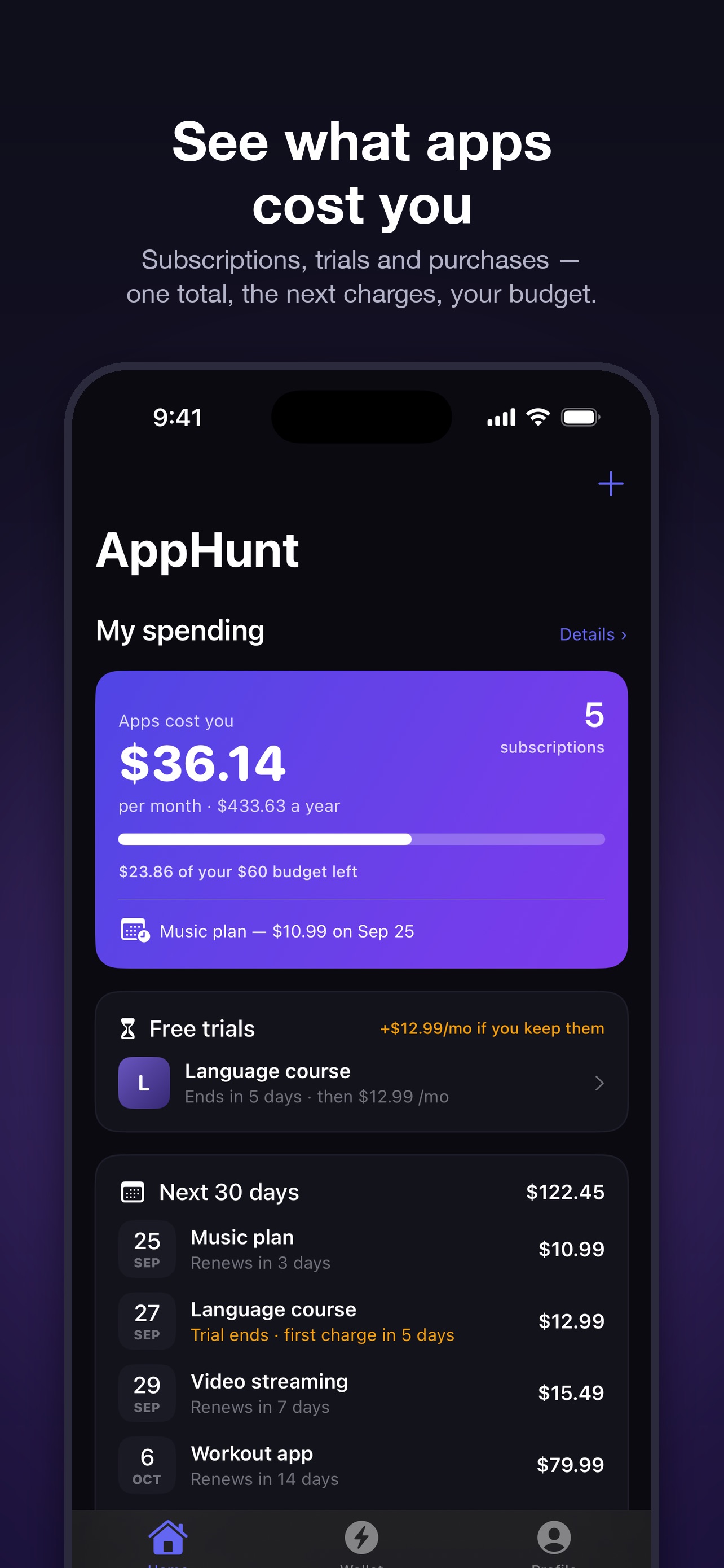 Screenshot 1 of AppHunt: App Spending