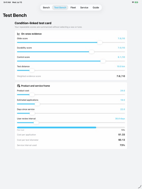 Glidebench: Ski Tune Log screenshot 4