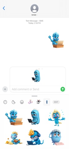 打字蓝麦贴纸 screenshot