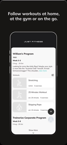 Just Fitness Training App screenshot