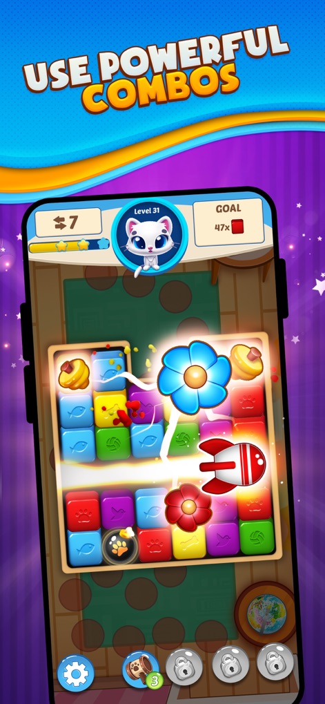 Puzzle Pop Blaster - Witness the exciting impact of on-board boosters and dynamic block-blasting effects that help users clear demanding levels with strategic flair.