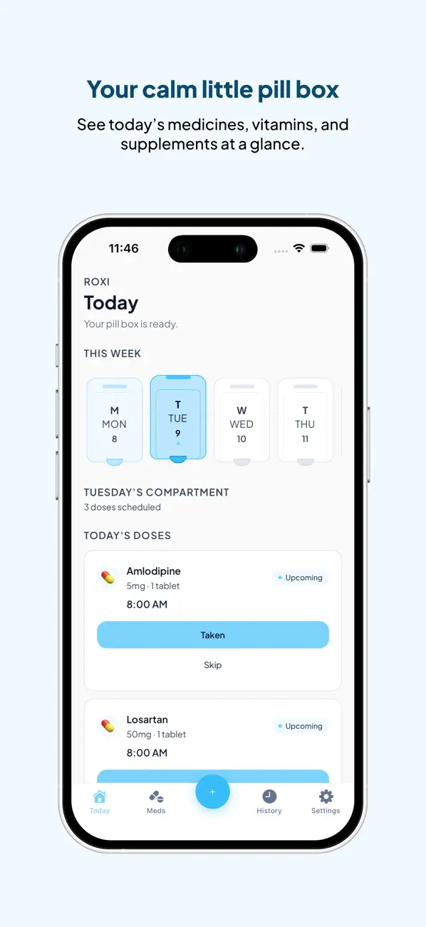 Screenshot #1 pour Roxi: Pill Reminder