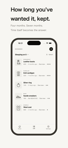 HONMEI: Wishlist That Waits iPhone screenshot