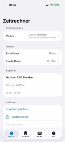ZeitDiff Arbeitszeitrechner Screenshot 1 of 5