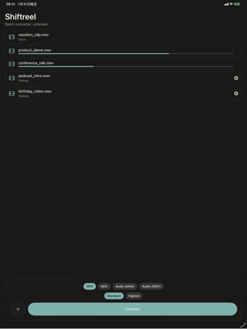 Shiftreel iPad screenshot