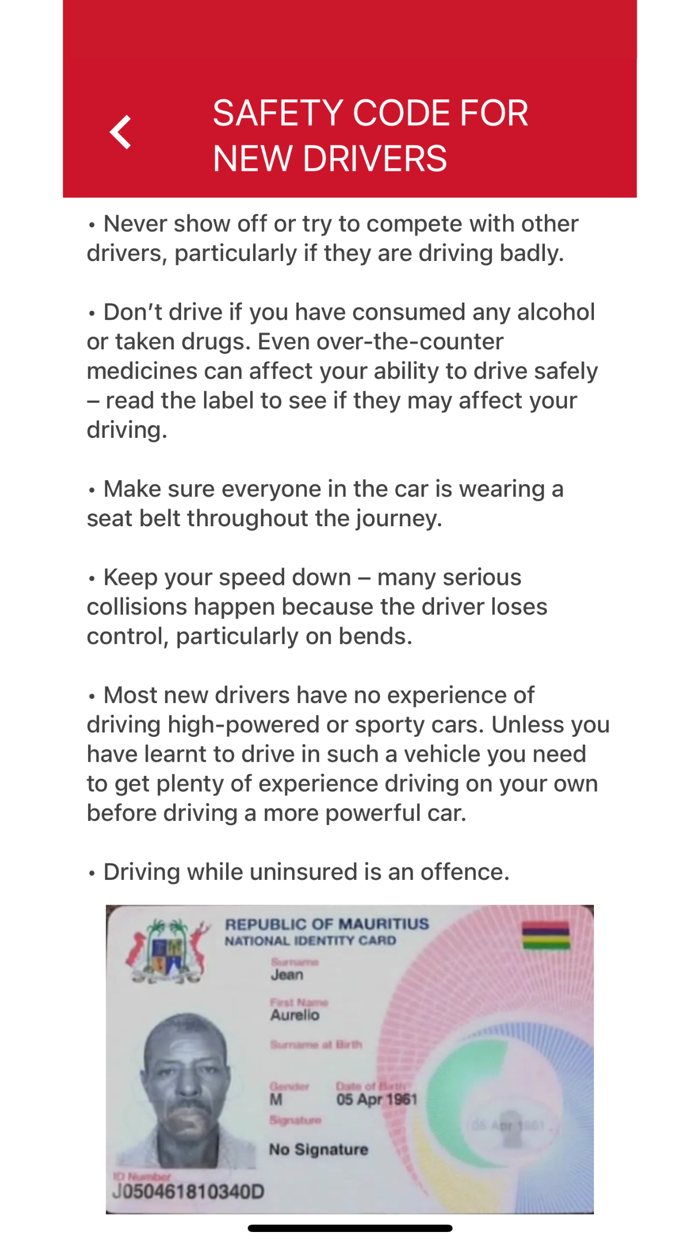Mauritius Driving Theory Study