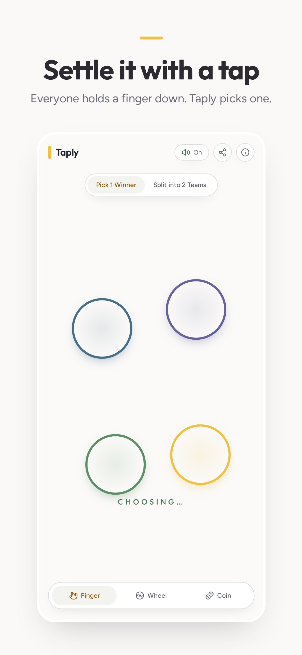 Screenshot 1 of Taply: Finger Chooser & Teams