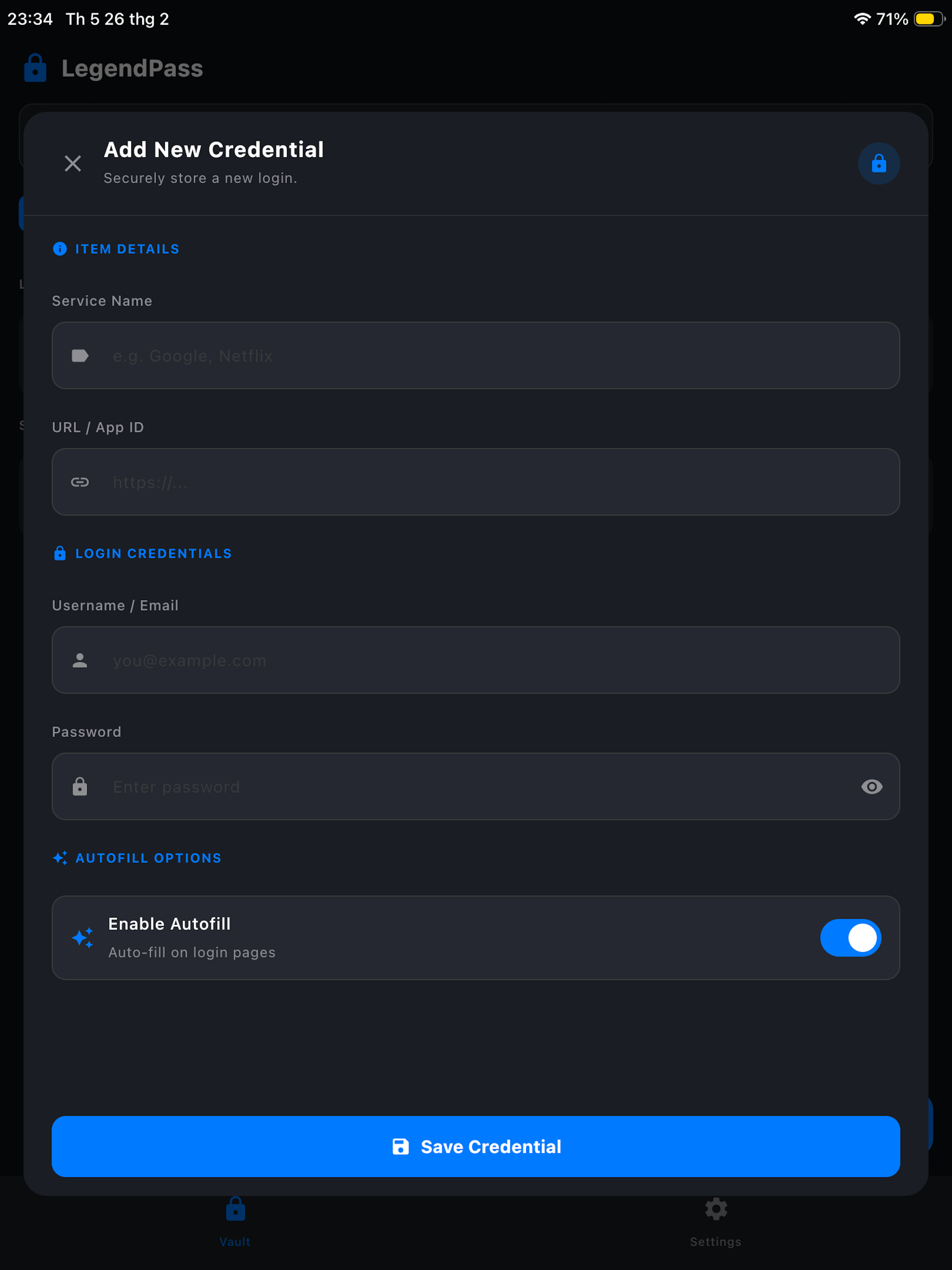 LegendPass: Password Manager