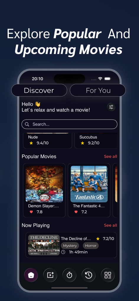RAVE : Movies and TV shows - 「Popular Movies」セクションでは、現在人気のある作品が一覧で表示され、「Now Playing」の表示で、現在上映中の映画の情報を手に入れることができます。