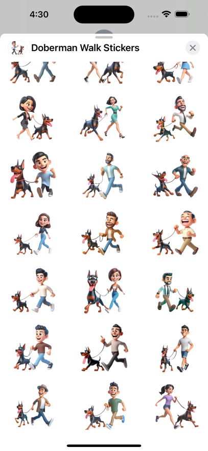Doberman Walk Stickers